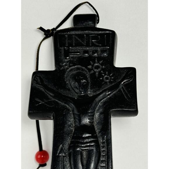 VTG Irish Kiln Made Bogland Turf Hand Crafted Penal Christ INRI Christian Cross - Picture 2 of 7